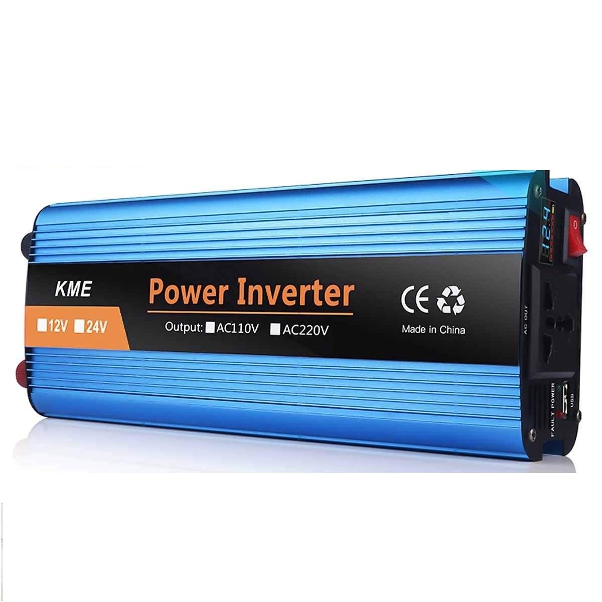 Convertisseur Pur Sinus, Convertisseur 3000/4000/5000 / 6000W onduleur à Onde sinusoïdale modifiée Affichage DC 12V / 24V 220V Solaire Double Convert USB Transformateur Voiture(3000W,12V)