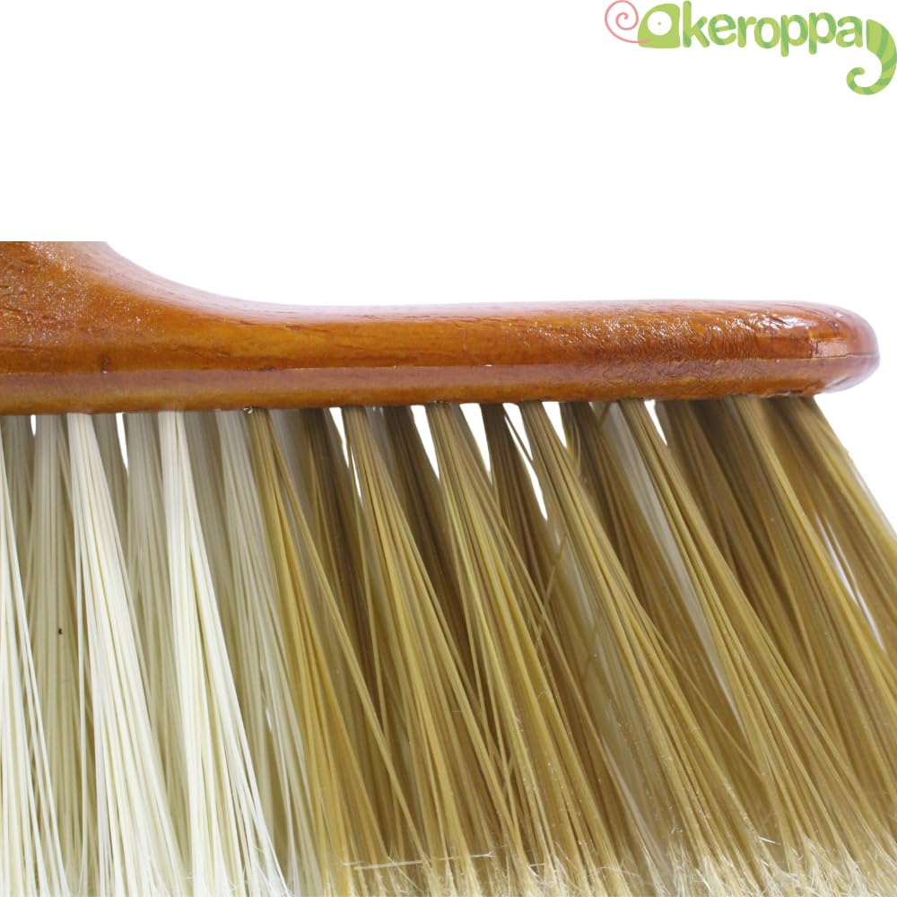 KEROPPA Cepillo para Parquet y Tarimas Escoba para Barrer Cepillo de Limpieza del Hogar Cerdas Ultra Finas Suave para Recoger Polvo y Pelusa Marrón y Beige