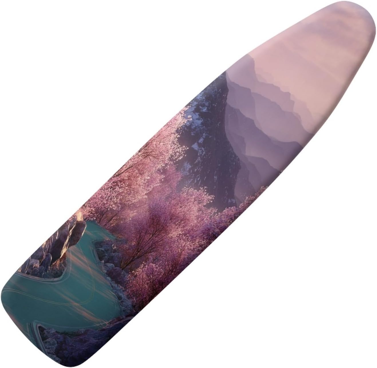 Ironing Board Cover 14x48 Turquoise Pink Land Iron Board Cover with Padding Heat Reflective,Scorch Resistant Thick Padding,Snug Fit Non-Slip Nose Pocket Fastener Straps Elastic Edges