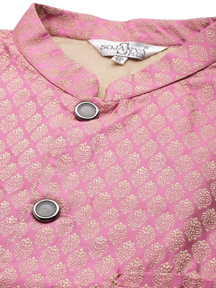 Image of SOJANYA (Since 1958, Men's Silk Blend Grey Kurta Pyjama & Silk Blend Jacket Combo