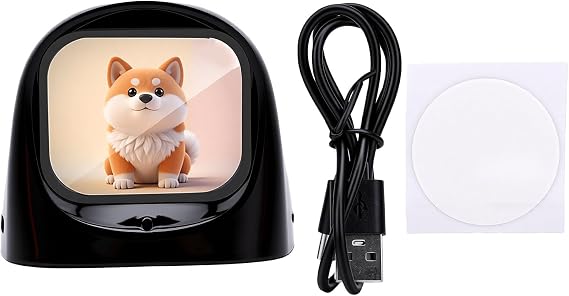 AUNMAS AI Desktop Robot Companion with 70+ Expressions Gyroscopic Sensing Speaker for Car Dashboard Office Decor (Black)