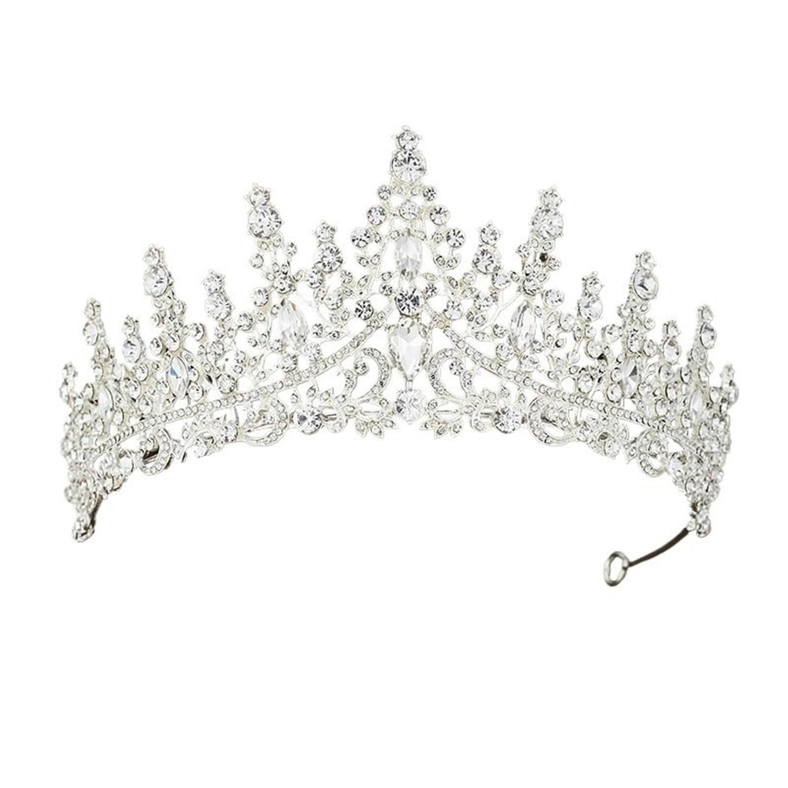 Tiara da sposa con corona per donna, copricapo da matrimonio per compleanno in lega di cristallo