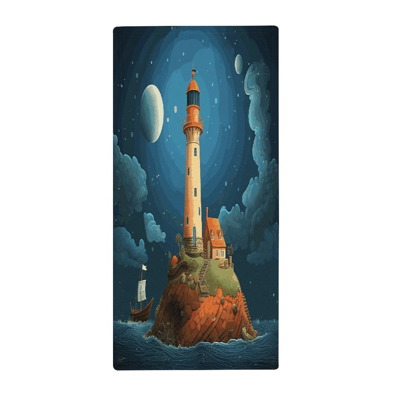 MUSM Premium Hand Towels for Bathroom Ultra Soft Printed Towels Coral Velvet Kitchen Hand Catoon Whale Lighthouse Towel Highly Absorbent Hotel Spa Towel Collection 13.8 X 28.7 in