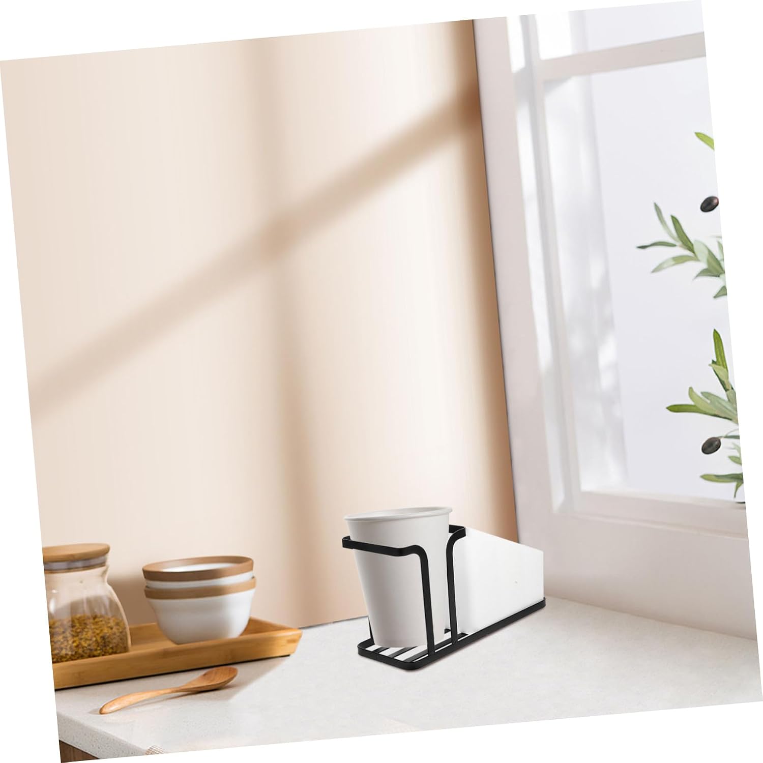 Tea Bag and Paper Cup Organizer Multi-functional Storage Holder for Tea Bags and Cups Compact Design for Countertop Use for Tearoom and Kitchen Organization