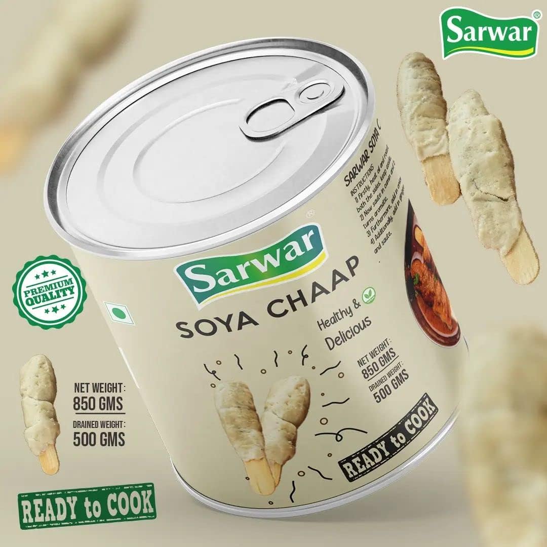 Soya Chaap Médaillons Kebab substitut de viande végétarien 1 x 850 g (soja, farine, farine de blé, farine de blé raffinée, chap) aliments végétaliens soja
