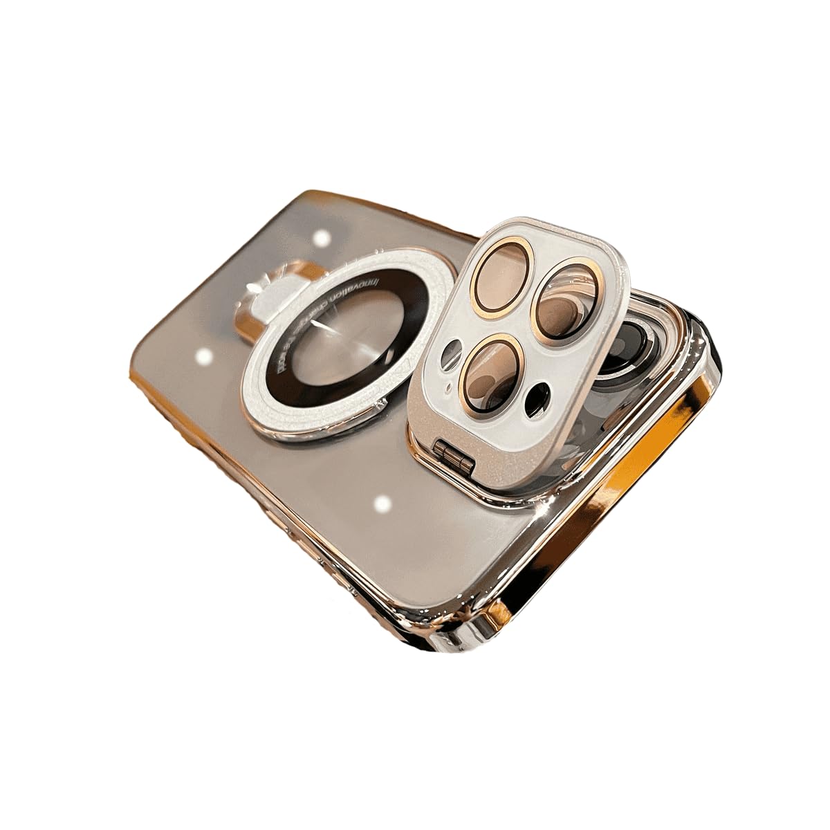 PUPAOBOOM Double Stand Case Cover for iPhone with Folding Stand Case Cover for iPhone (iPhone 16 Pro Max,White)