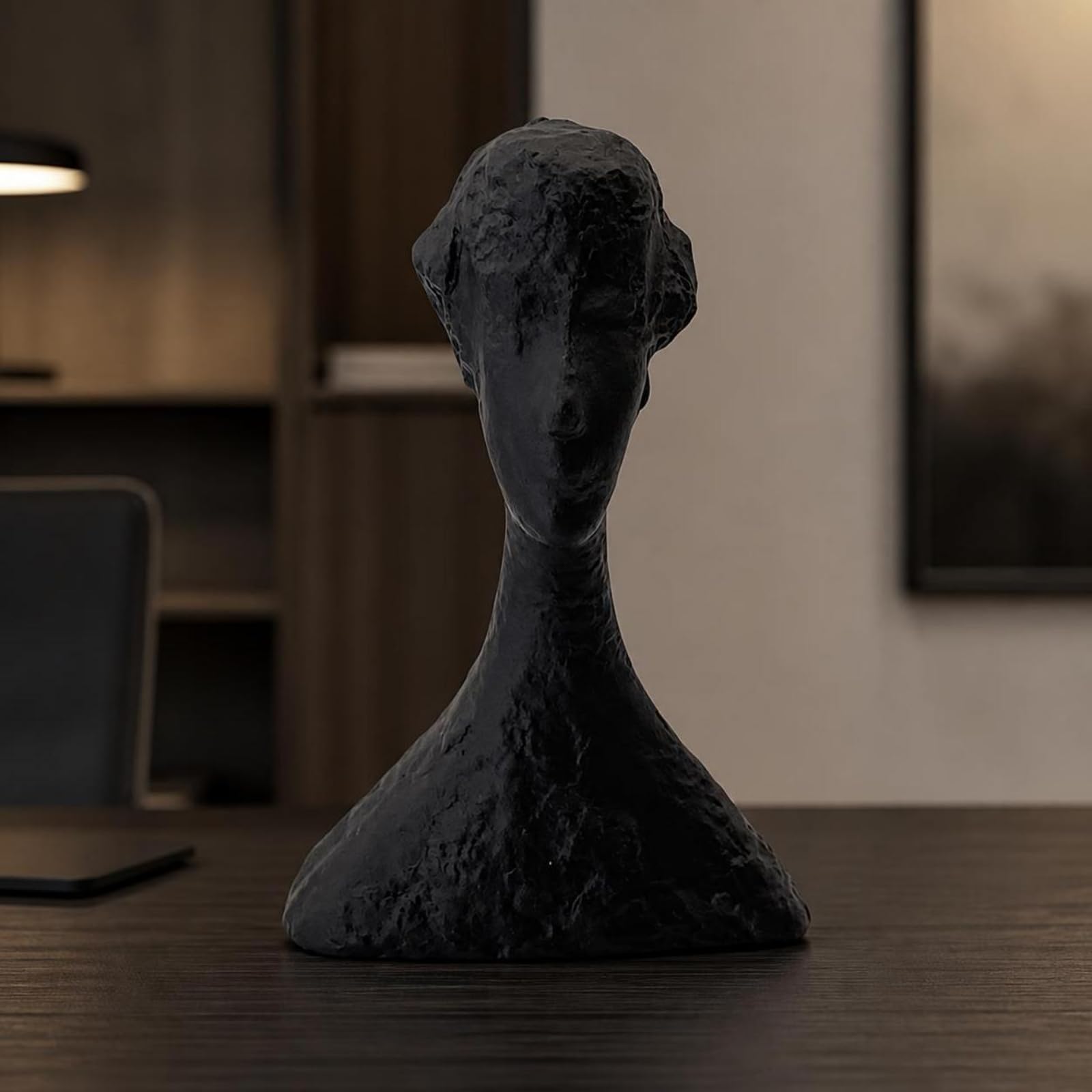 Busto Resina Minimalista, Negro, 175 × 90 × 260 Mm