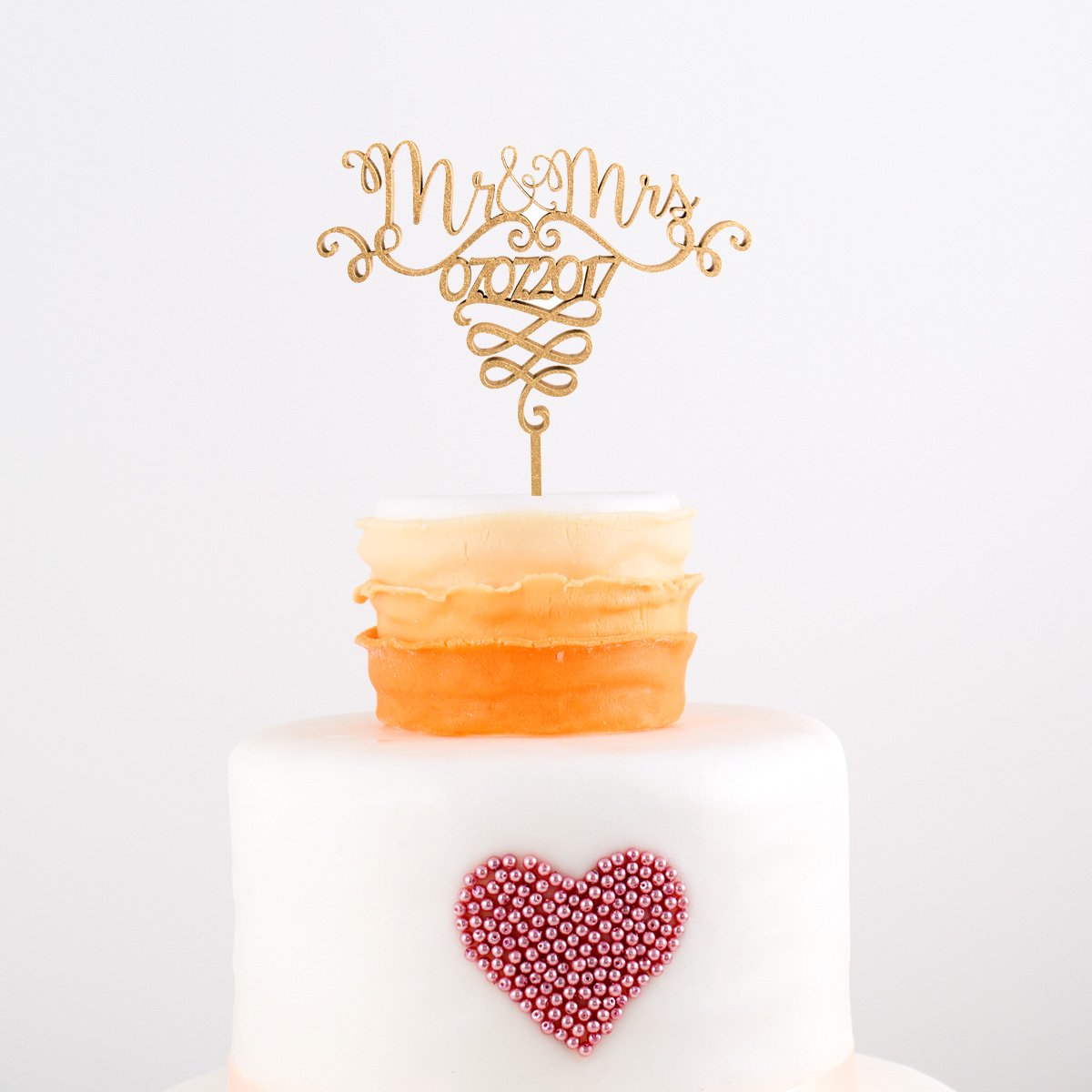 KLEINLAUT individueller Caketopper zur Hochzeit - Mr. & Mrs. mit Eurem Datum - 25cm breit - Wähle eine Farbe - Silber