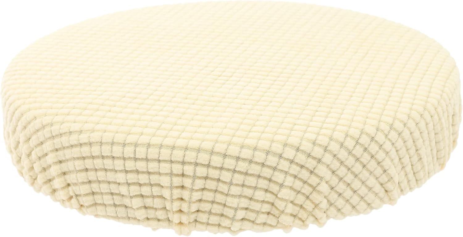 RTSFKFS Hockerbezug Rund 30-36 Cm - Wasserdichter PU Bezug 4er Set Schwarz