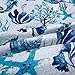 Coastal Bedding Set - Queen Size Reversible Quilts & Coverlet, Soft & Lightweight, Tropical Design, Aqua