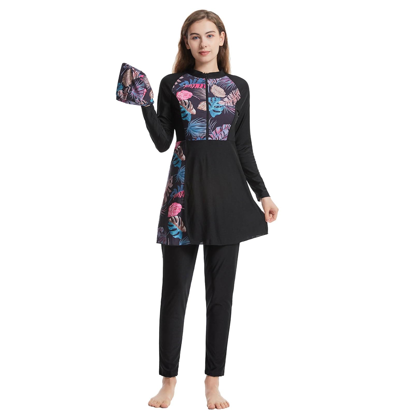 Burkini Damen: Muslimische Badeanzug Sonnenschutz Große Größe Shape Swimwear Swimsuits for Women Bauchweg Push Up Bademode Schwimmanzug Slim Fit Swim Suit Badeanzüge