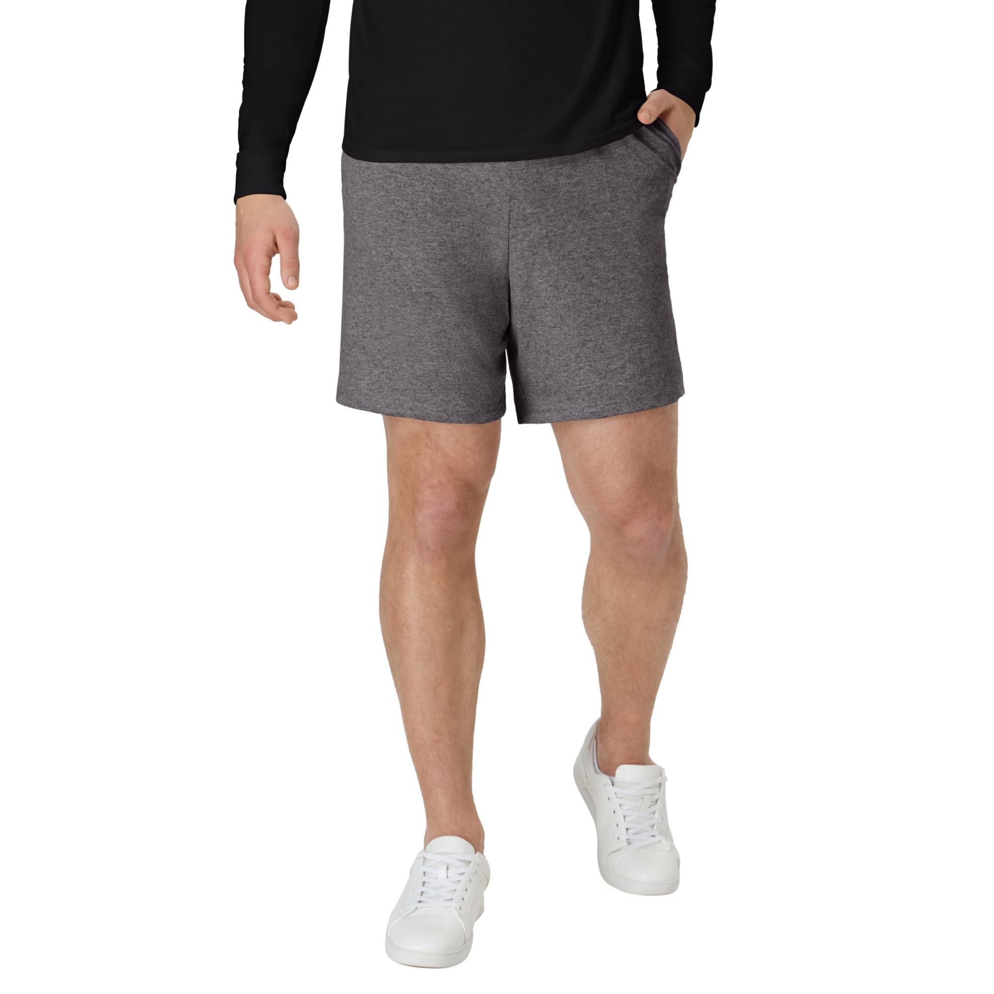 Hanes Men's Jersey Short with Pockets, Charcoal Heather, Medium