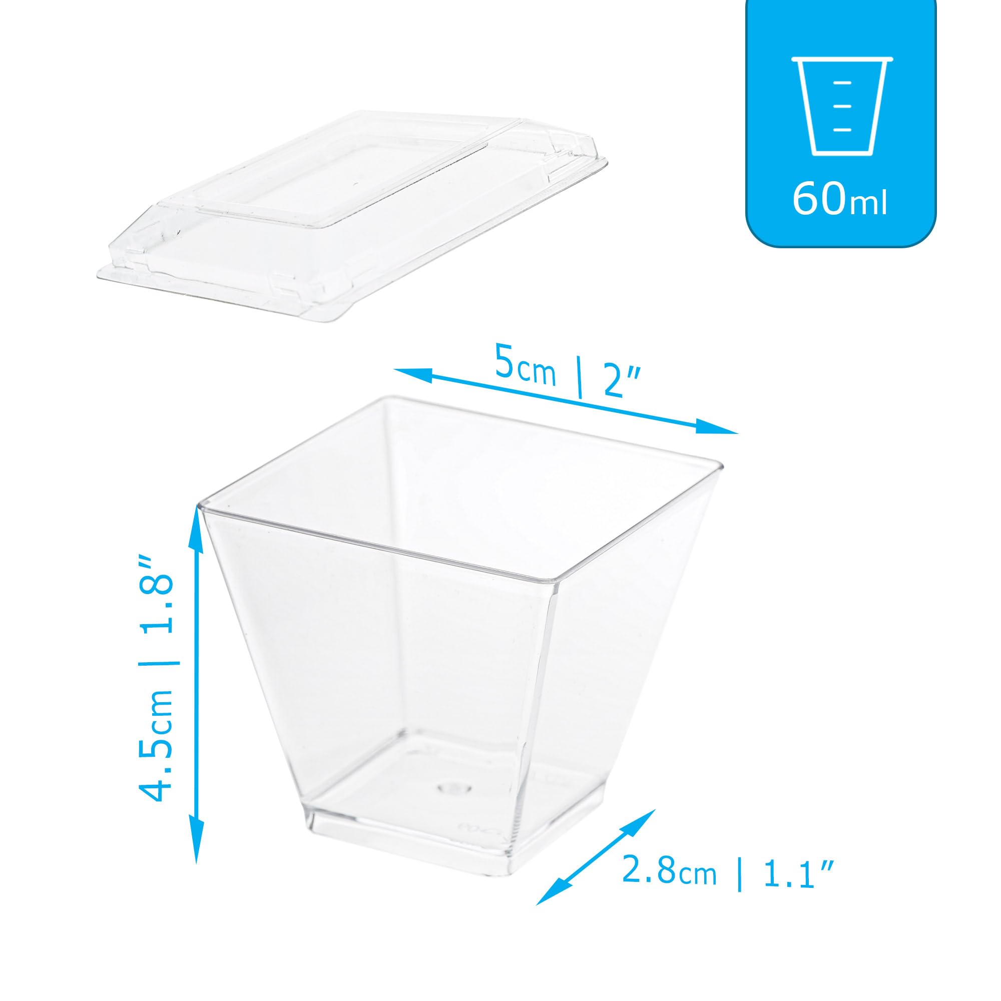 EURO CLASSIC Plastic Mini Dessert Cups/Bowls with Lids, Reusable 24 Pack, 2oz or 4oz - Image 2