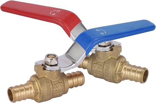 Paquete de 2 válvulas de cierre PEX de 34 pulgadas, válvulas de bola de puerto completo de giro de 14 de pulgada, válvula de cierre de agua fría