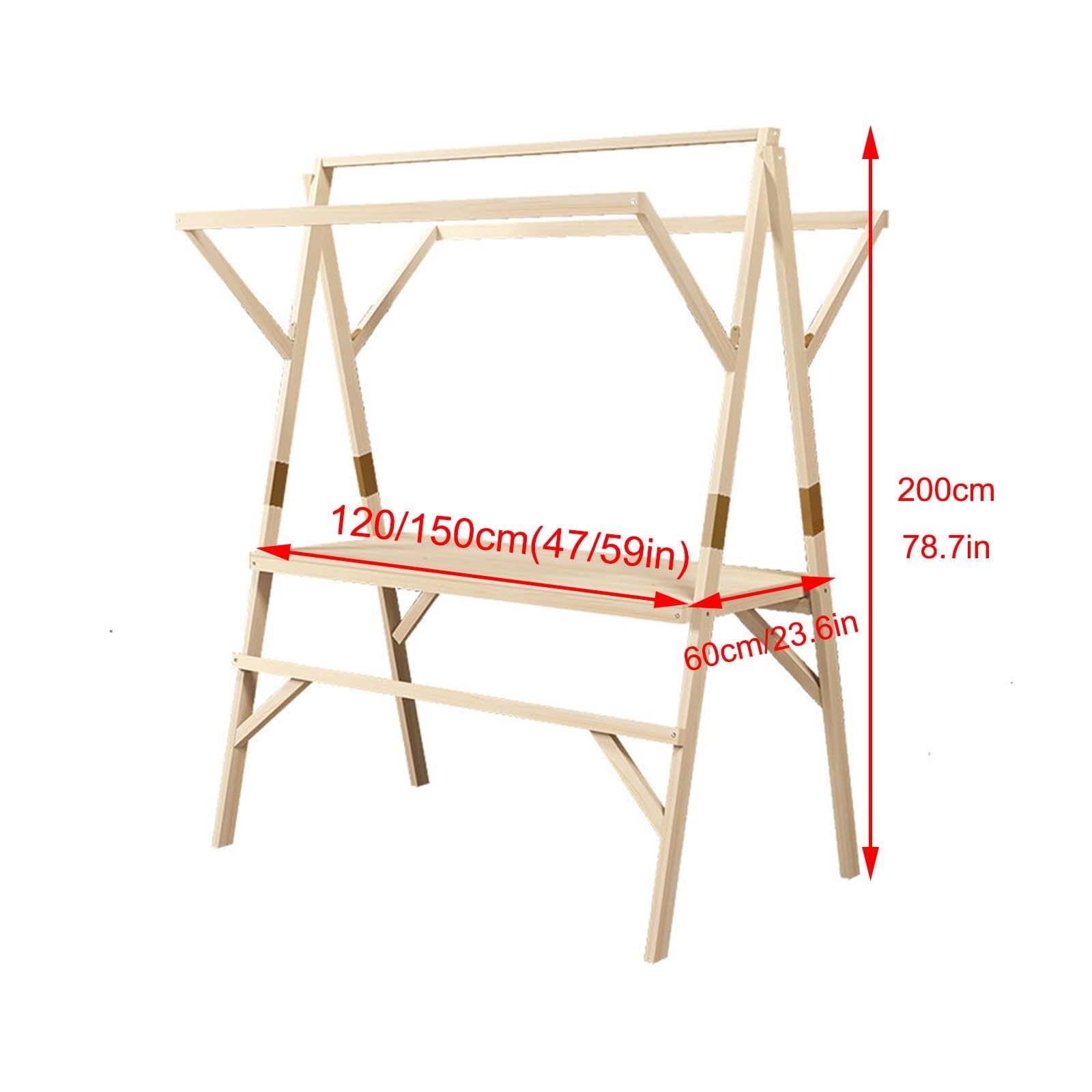 Carrito Vendedor Plegable de Madera, Puesto de Exhibición de Mercado, Puesto Portátil para Exterior, Mesa Exhibición para Mercados Callejeros y Eventos(Red,150cm/59in)