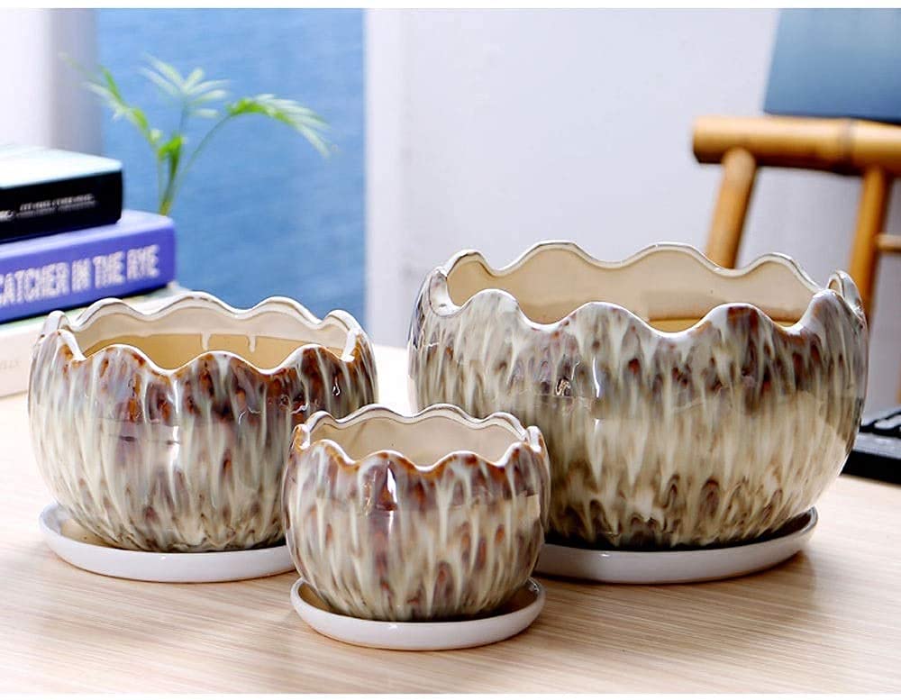 Doniczka ceramiczna bardzo duża z tacą na rośliny doniczkowe kwiat zielony pojemnik na sadzarkę do roślin wewnątrz na zewnątrz na kwiat orchidei kaktus biuro w domu wystr