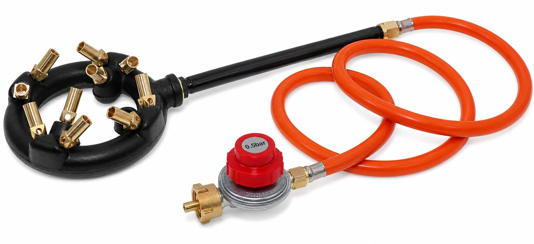 METER STAR Kit brûleur propane fonte 10 buses 41 000 BTU, régulateur haute pression 0,5 bar, tuyau et tube de distribution pour forge, four à pizza, friteuse