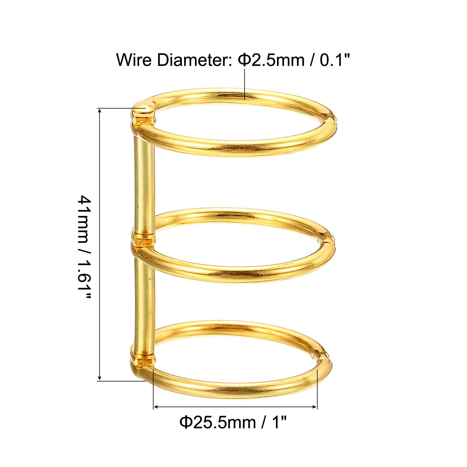 PATIKIL 1" Dia 3-Rings Book Rings, 6 Pack Metal Binder Rings Loose Leaf Ring Detachable for Office Desk Calendar Photo Album Gold Tone - Image 2
