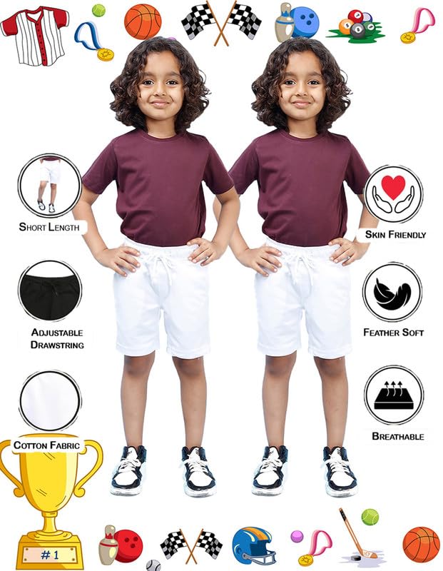 Image of Nusyl Solid & Printed Cotton Blend Shorts for Boys | Comfortable Casual Shorts | Soft Breathable Fabric with Elastic Waistband | Relaxed Fit | 2-16 Years | Multiple Colors
