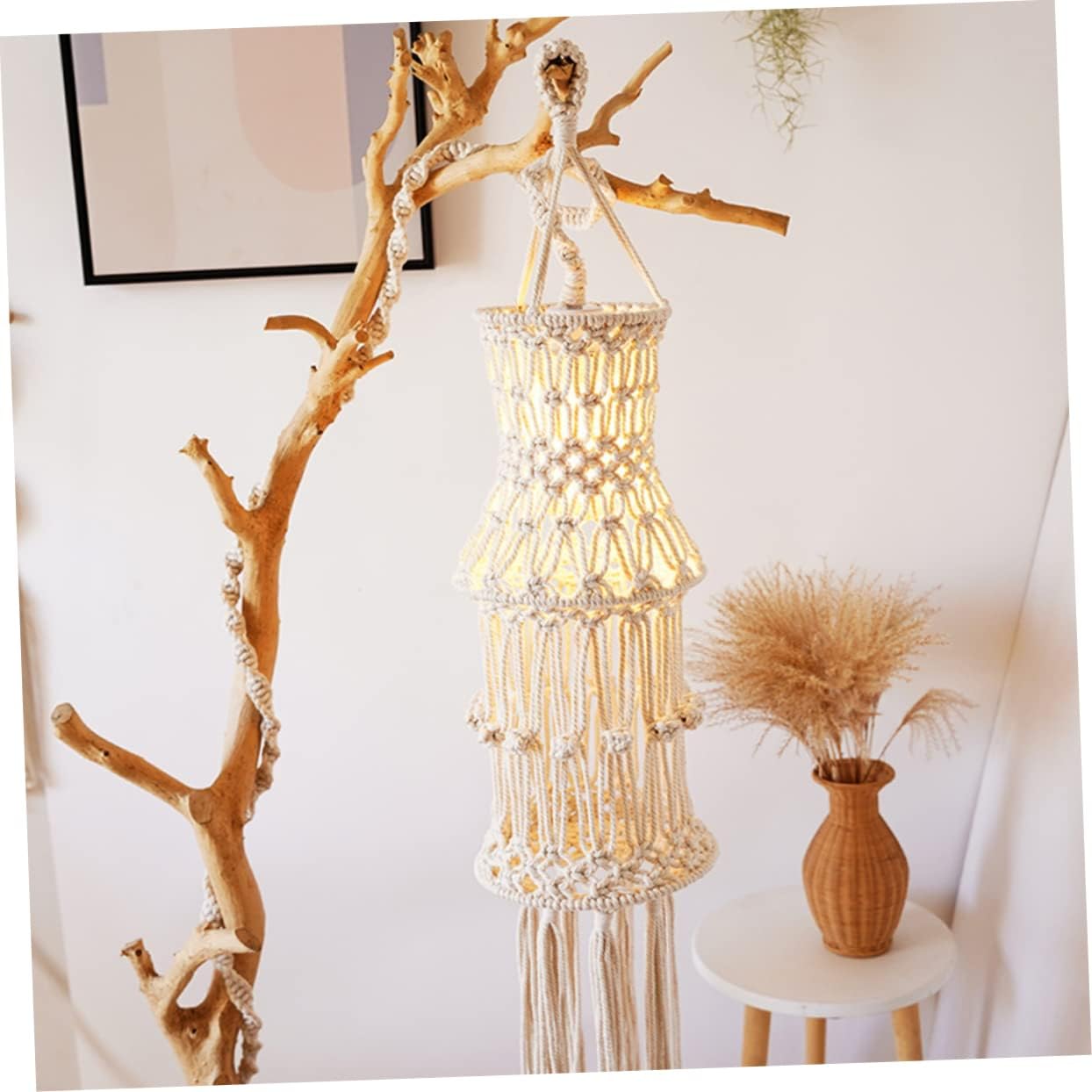 ABOOFAN Woven Lamp Shade Replacement for Ceiling Light Fixture Bohemian Rope Design for Home Hotel Bedroom and Wedding Decor