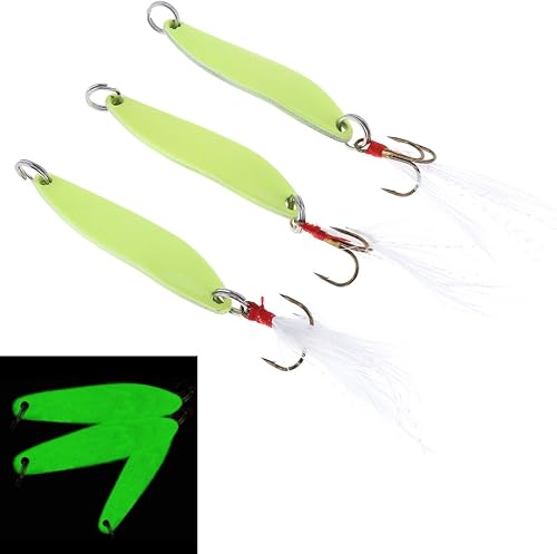 Miniatura 2 de OriGlam Señuelos de pesca de cuchara, plantillas de metal, cucharas luminosas, señuelos de cuchara de pesca, cucharas de jigging brillantes, cuchara