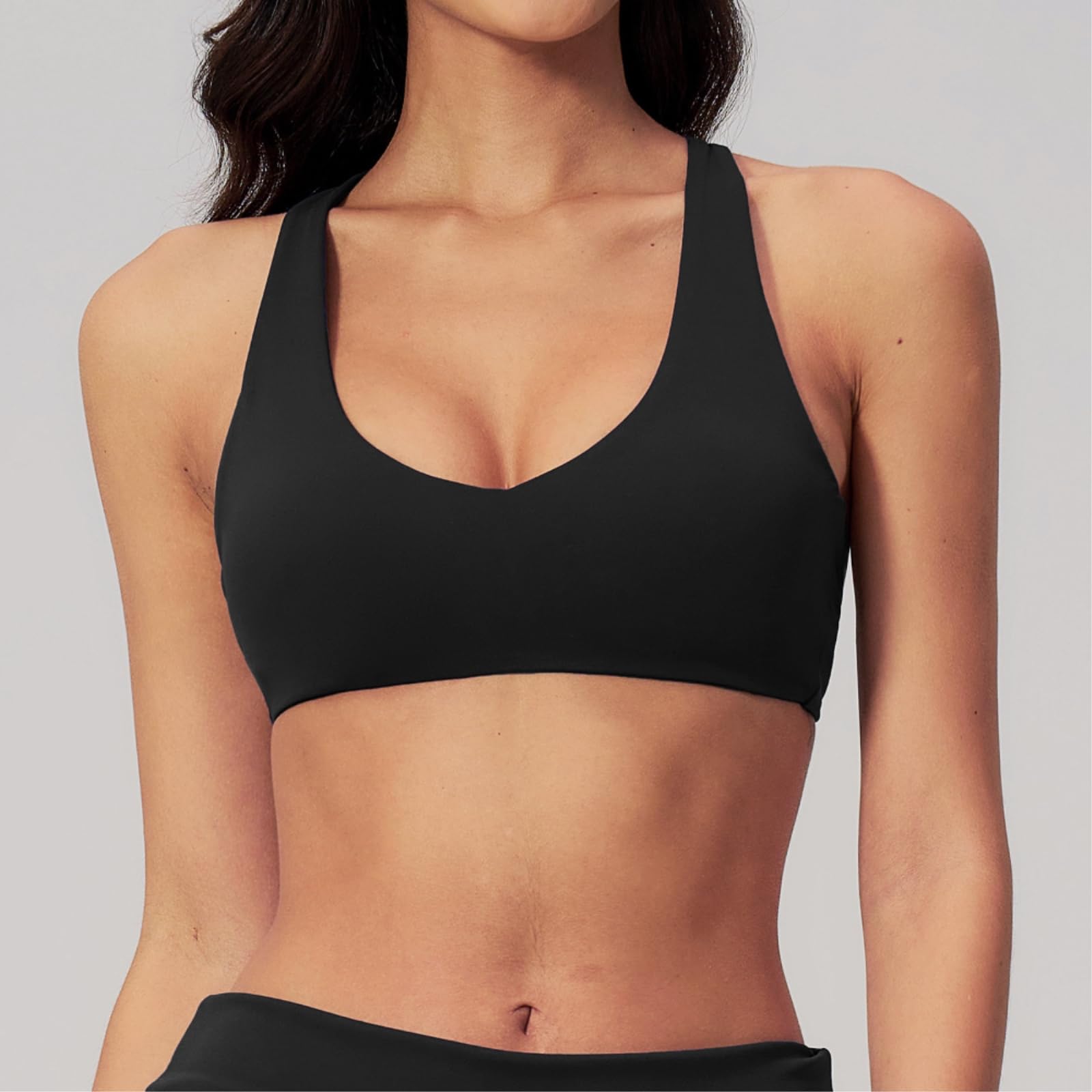 CHENSHI Sujetador Deportivo Mujer De Yoga Alta Elasticidad Cruz Espalda Crop Top Mujeres Gimnasio Atlético Apretado Entrenamiento Jog Deportes-Badge Blue-m