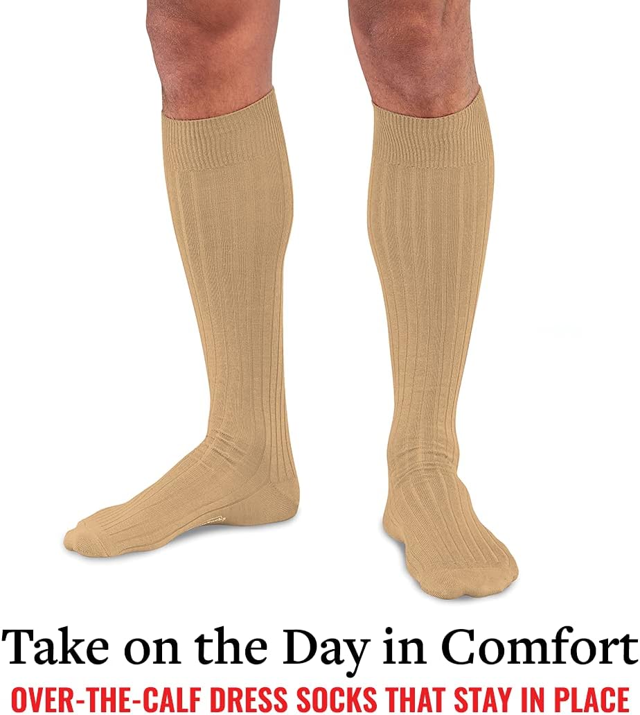 Merino Wool Dress Socks for Men – Over-the-Calf, Ribbed Wool Dress Socks for Size 8-12 – Breathable, Reinforced Heel and Toe - Image 4