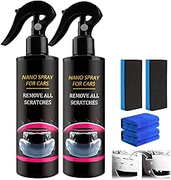 Nurafix Spray Anti-Rayures Pour Voiture,Fixapro Rayure Voiture Avec Eponge Et Serviette,Nurafix Spray Nano Anti Rayure Verre Liquide,Verre Liquide Carrosserie,Anti Rayure Voituré Carrosserie (120ml*2)