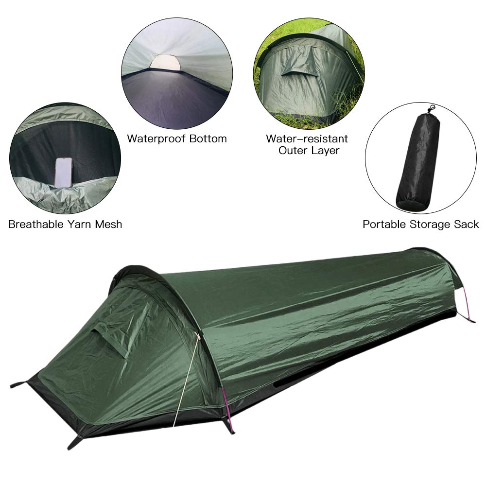 Lixada Biwaksäcke Trekkingzelt Campingzelt, Camping Schlafsack Zelt Einzelperson Zelt, Wasserdicht Leichte | 220 x 90 x 50 cm(690 g), für Outdoor-Camping Wandern Survival