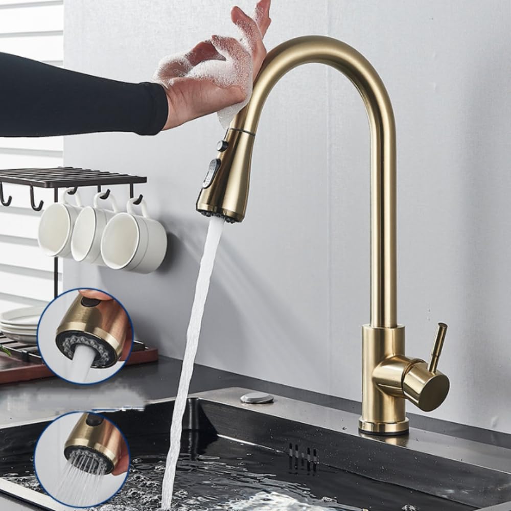 ZYCHSJXA Sensor Kitchen Faucet Smart Touch Inductive Sensitive Mixer Tap Single Handle Dual Outlet Water Modes