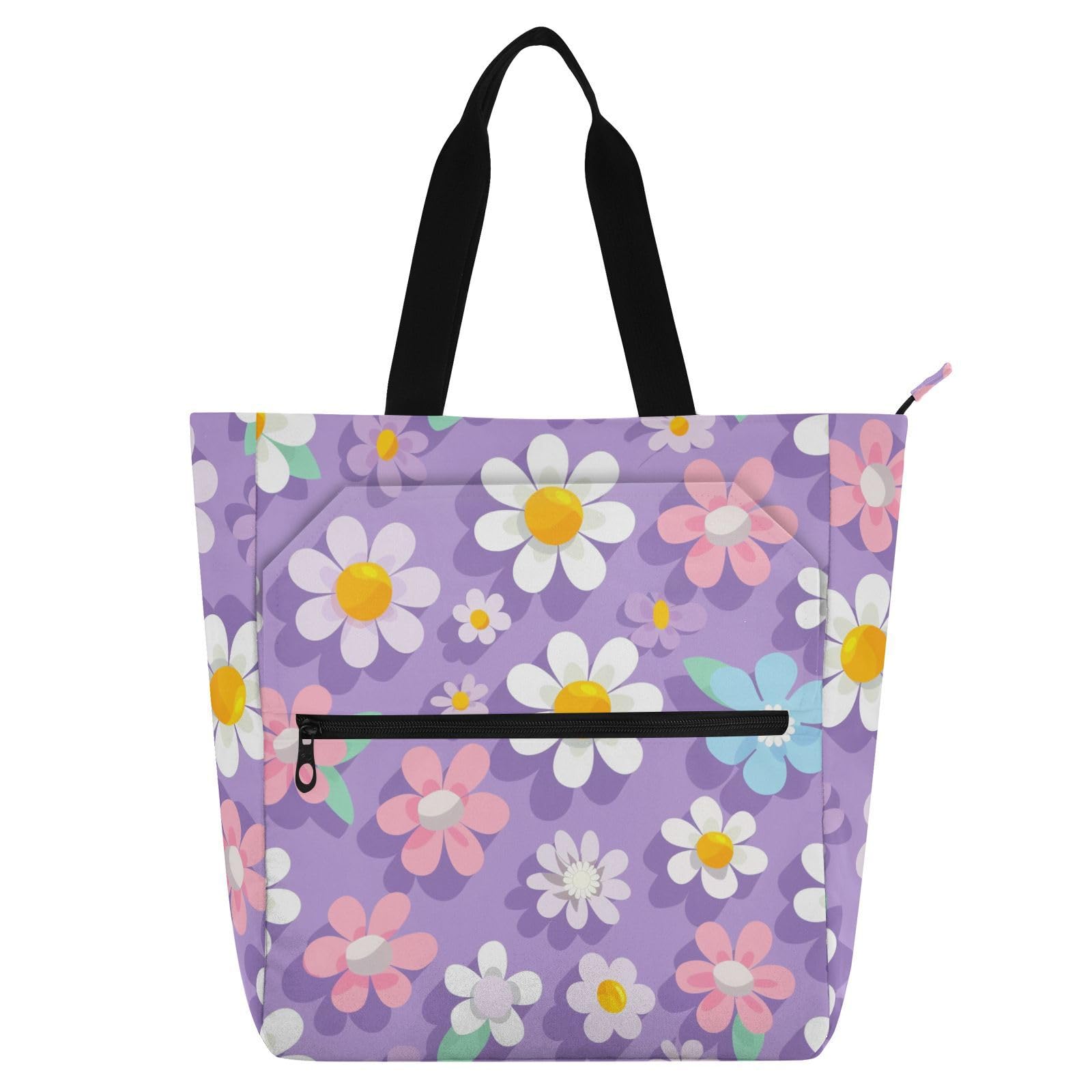 Bolsa de libros para niños y adultos con estampado floral impermeable 8
