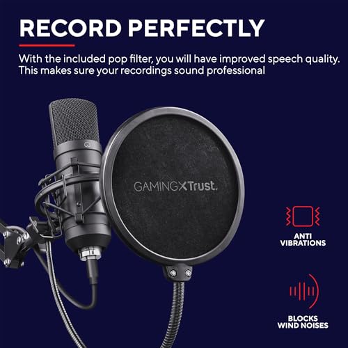 GXTrust 252 Emita Plus Microfono USB Professionale a Condensatore con Braccio Regolabile, Pattern Cardioide, Filtro Pop, Microfono per PC, PS4, PS5, Streaming, Podcast - Nero - Microfono streaming - Immagine 3