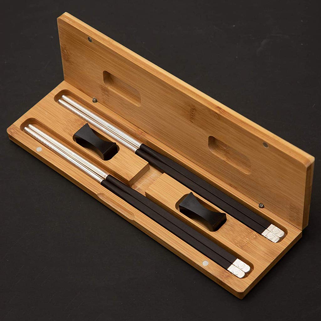 Lot de baguettes réutilisables en bois naturel antidérapant avec boîte cadeau, passent au lave-vaisselle, parfaites pour les sushis, le riz et plus encore – Style japonais et chinois