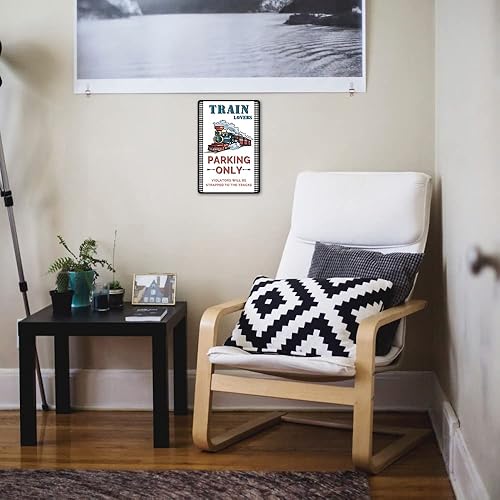 Miniatura 7 de Letreros metálicos de cruce de ferrocarril, decoración de pared de tren, 8 x 12 pulgadas, perfecto para regalos para los amantes de la habitación de
