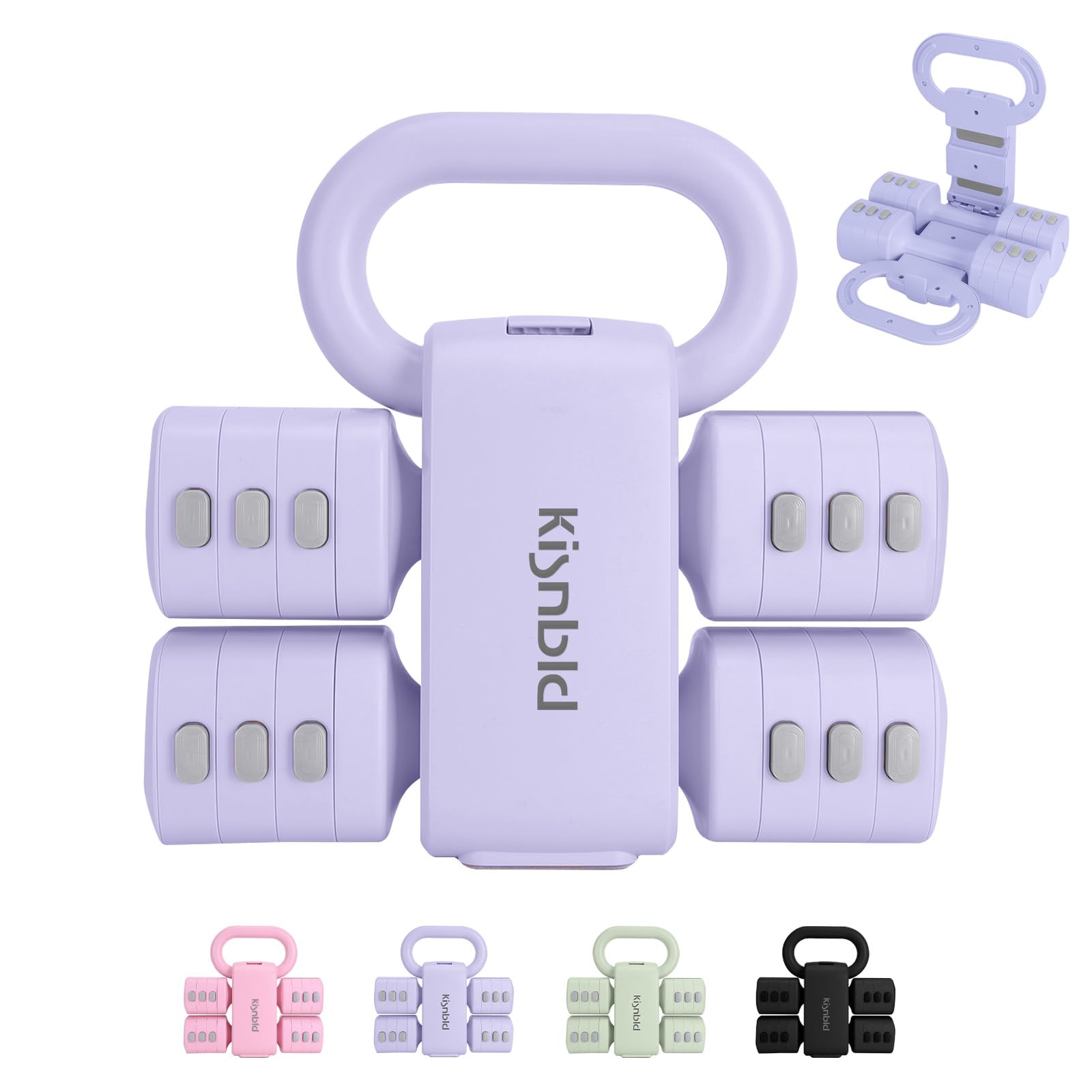 kisnbld Adjustable Dumbbell Set of 2, 4 in 1 Free Weights Dumbbells Set for Women with Fast Adjustment, Each 2lb 3lb 4lb 5lb Hand Weights Set for Home Gym & Outdoor Exercise Training