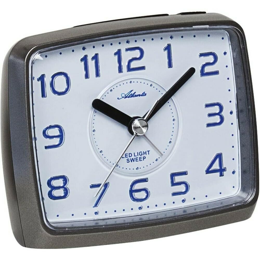Atlanta Réveil sans tic-tac avec spot LED - Analogique - Quartz - Gris - 1979-4