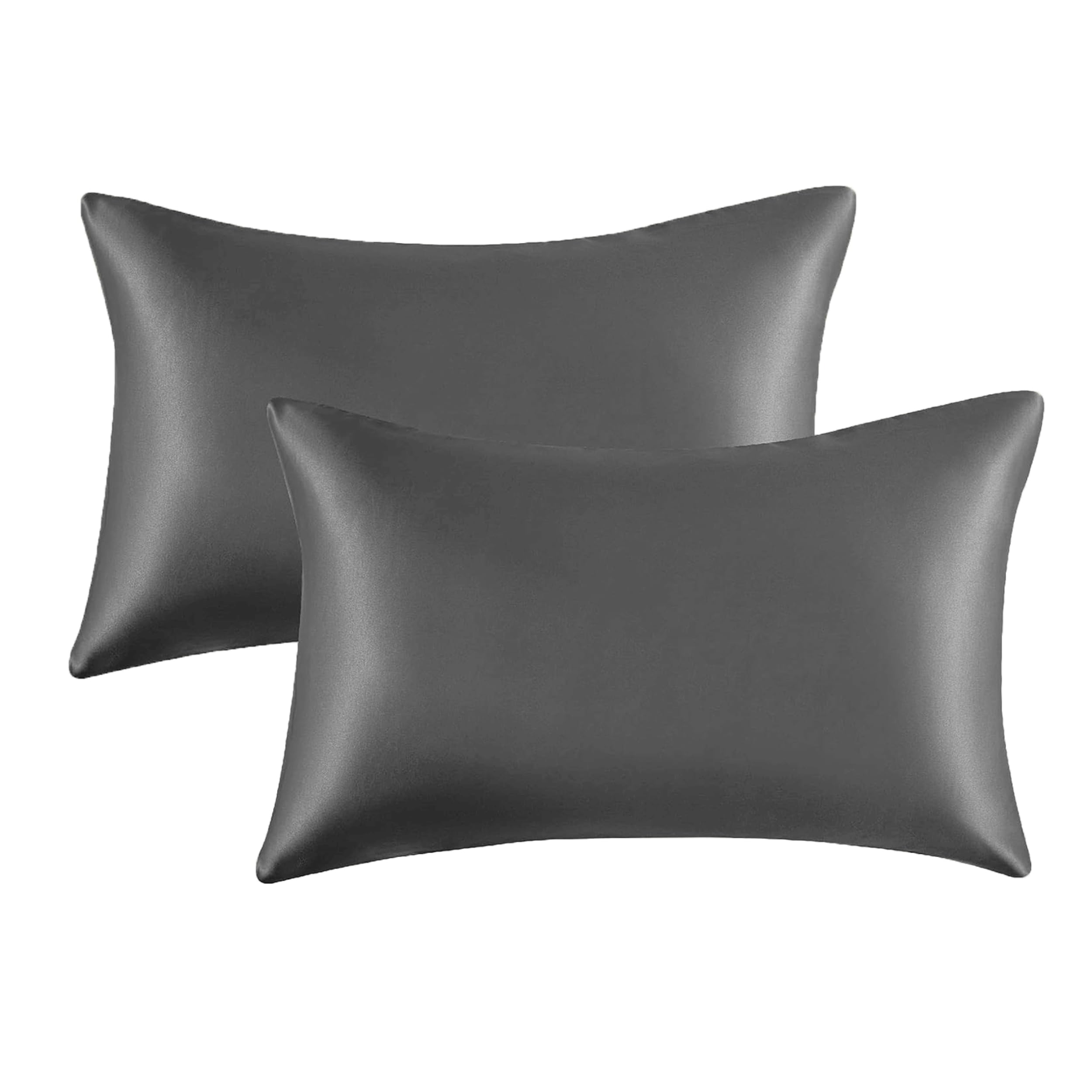 My home storeSatin Pillow Cases 2 Pack - Charcoal Silk Pillowcase for Hair and Skin - Standard Size with Hypoallergenic Envelope Closure, 50 x 75 cmOEKO-TEX STANDARD 100