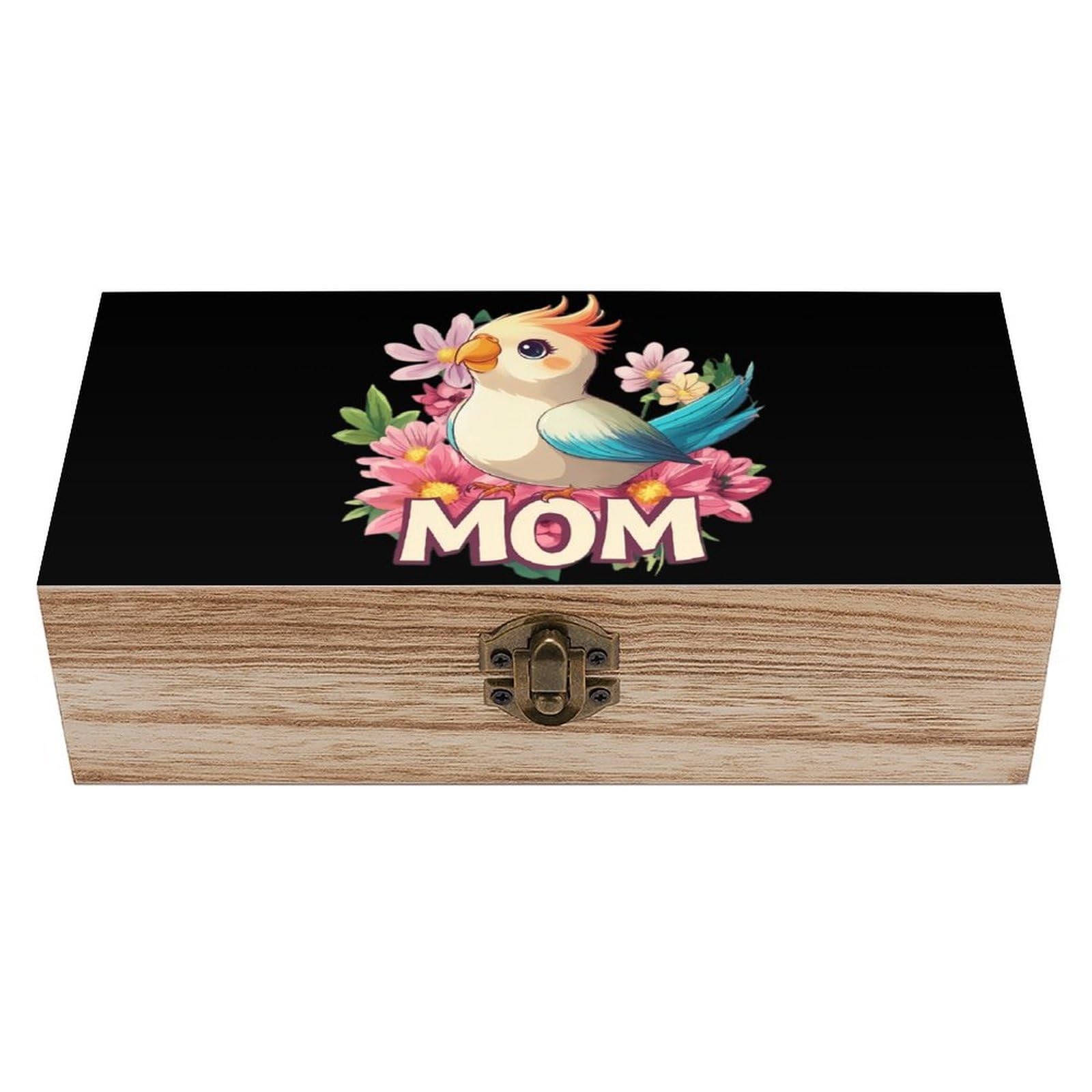 Cgsbngha Style Cockatiel-Mom-Bird Parrot Wooden Storage Boxes With Lid Memory Box Decorative Organiser For Office And Home
