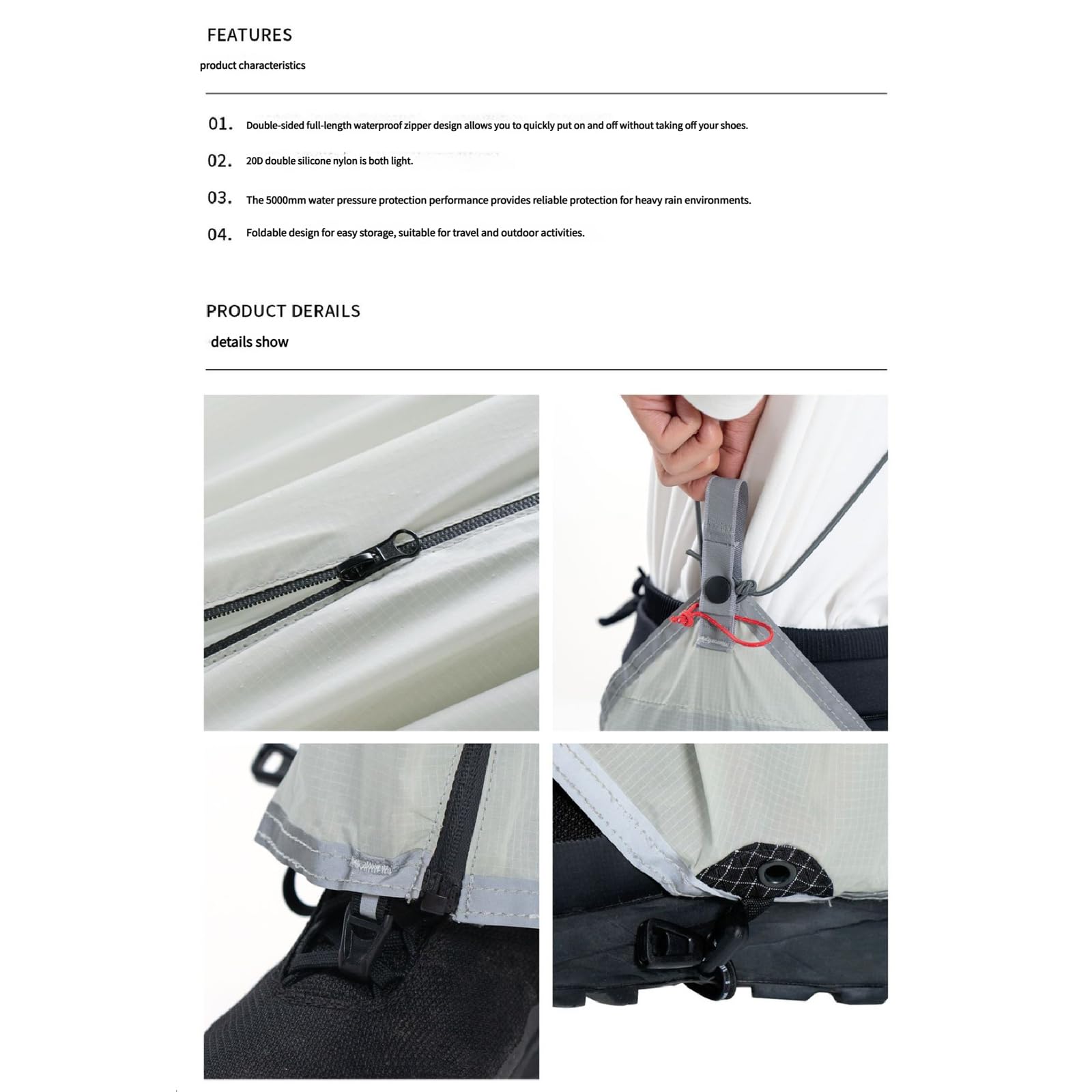 Pantalon de voyage compact en nylon enduit de silicone avec jambes convertibles pour voyage, vêtements de pluie, équipement d'aventure en plein air, pantalon de voyage compact