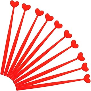 赤色のプラ製ハート型ペン10個セット 学生用の耐摩耗性ジェルペン 使いやすく収納便利な筆記具 メモやノートに最適なかわいい文房具