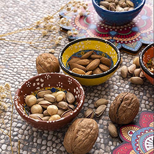 Ayennur Decorative Turkish Ceramic Bowl Set Of 6 Serving-Handcrafted(3.14''- 8Cm) 2.5Oz Pinch Sauce Multicolor Dipping Finger Small Serving Charcuterie Bowls thumb #5