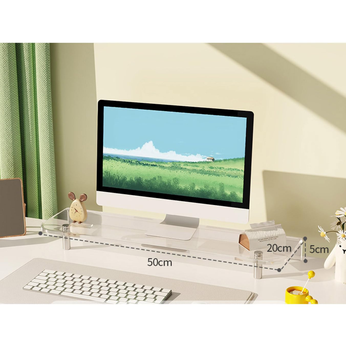 Amazon.co.jp: MJKQ9 モニタースタンド アクリル 透明 60*20*5 卓上