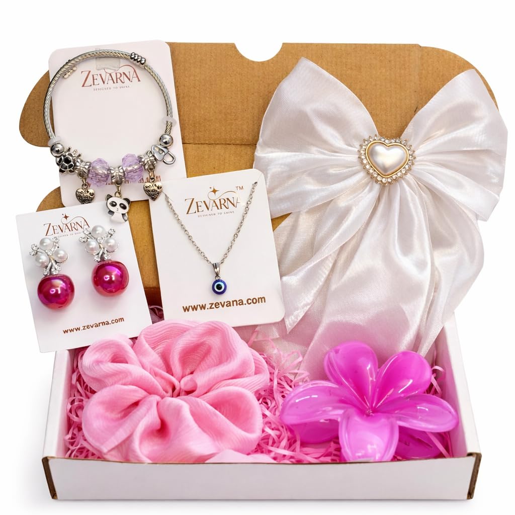 Gift Hamper for Woman & Girls Under 300 | Cute Accessories Gift Set with Earrings, Bracelet, Necklace & Scrunchie | Birthday Gift for Girlfriend, Sister, Teen Girls | Kitty Party Return Gifts-image-31
