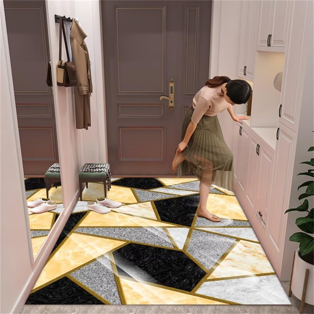 Tapis de couloir antidérapant 100x210cm résistant à l'usure jaune doux