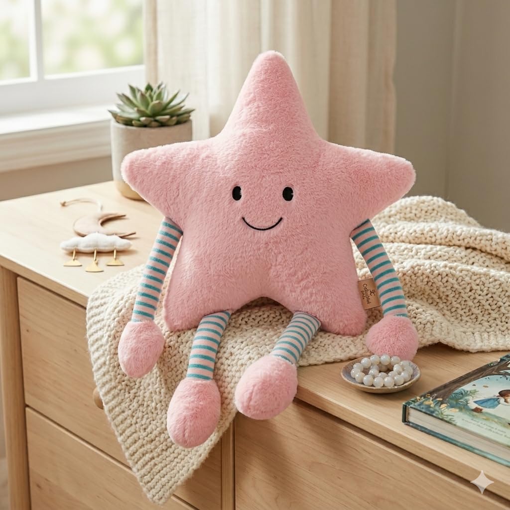 50cm Shaped Stuffed Cushion | Stars Nursery Decor Home Decor for Bedroom Star Soft Pillow with Arm & Leg, Stuffed Soft Toy Doll for Home, Car Dcor, Birthday Gift (Pink Star)-image-40