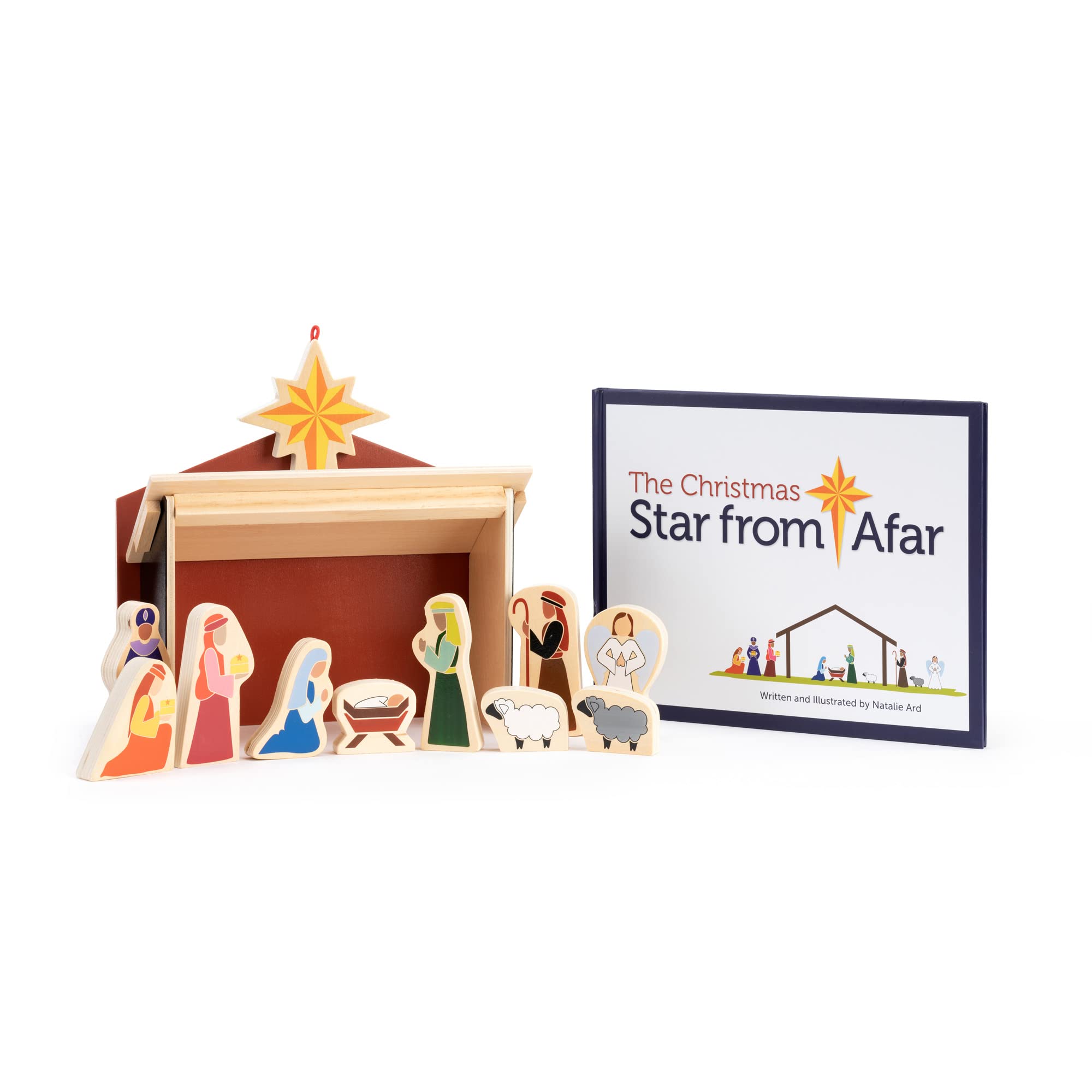 DEMDACOStar from Afar Wood Nativity Scene and Christmas Book Game Set of 2