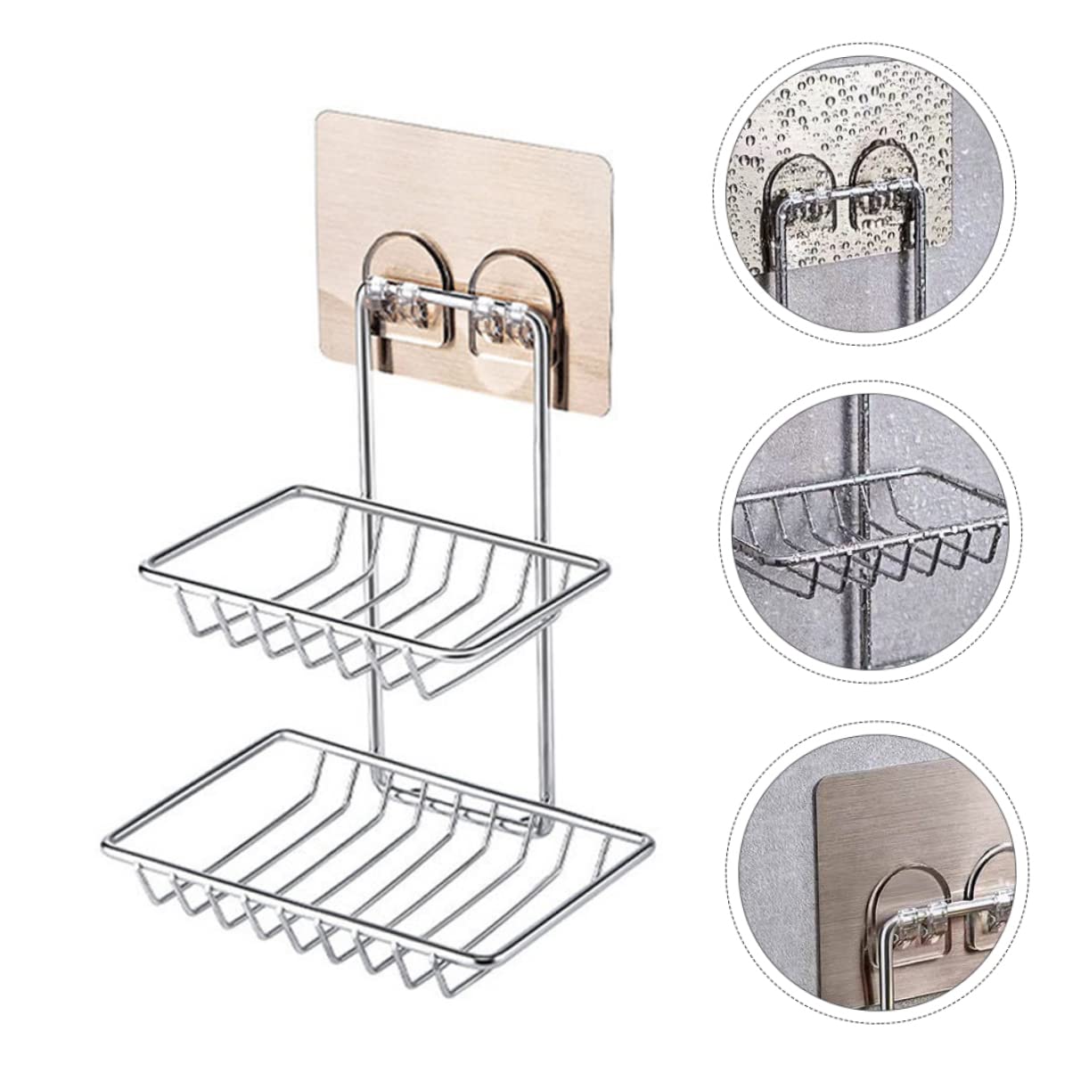 Alipis 3 Piezas Jabonera de Doble Capa Soporte de jabón con Drenaje Soporte de jabón portátil Bandeja de jabón de baño jabonera Doble Capa Estante de jabón Acero Inoxidable Plata