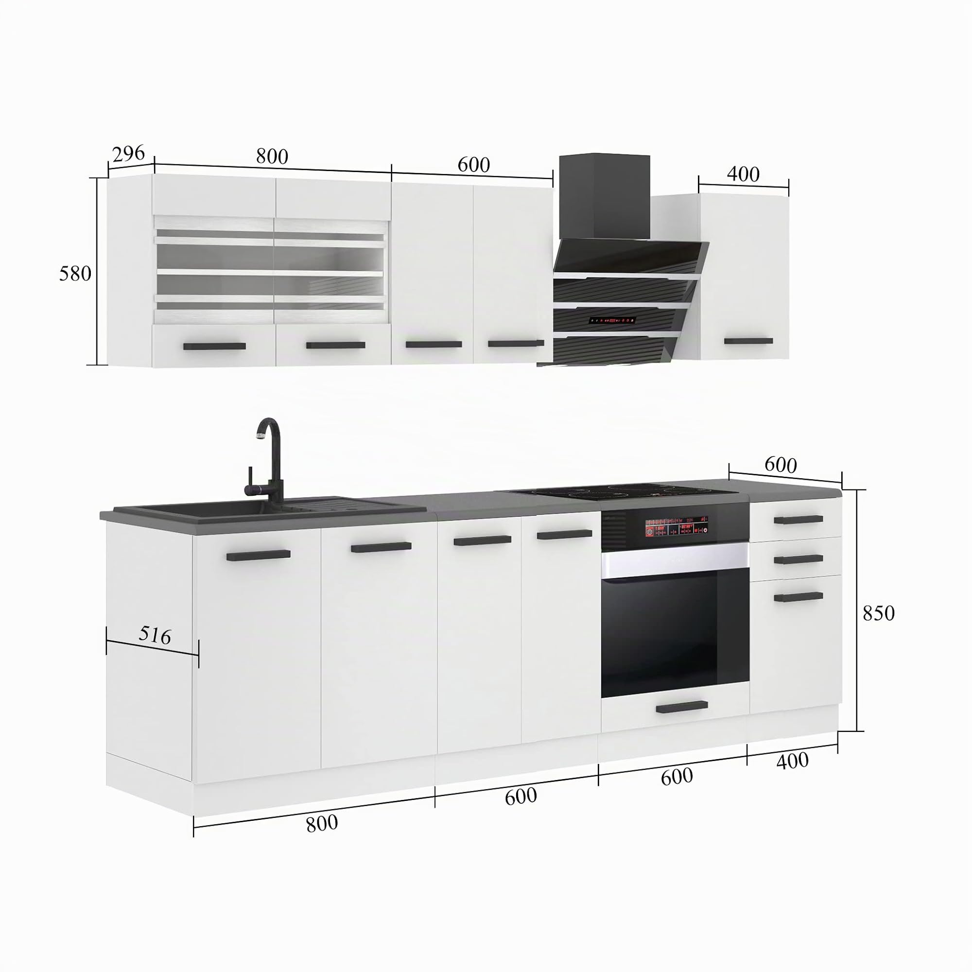 Belini Kitchen Margaret, without Work Top, Royal Ebony