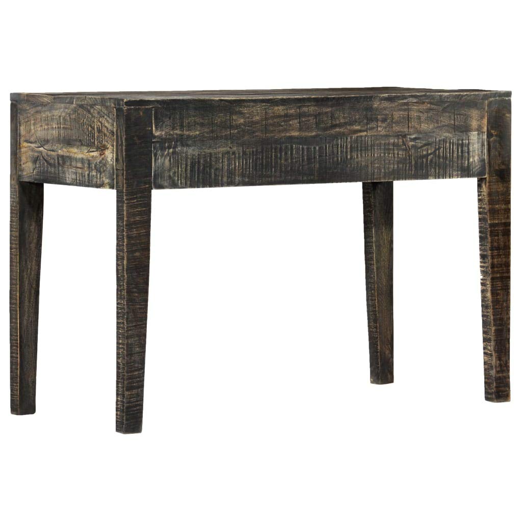 Scrivania nera in legno massiccio di mango, 110 × 50 × 75 cm, con 3 cassetti, spazio di archiviazione come ufficio, tavolo da lavoro per PC, laptop, segretario, ergonomica, salvaspazio