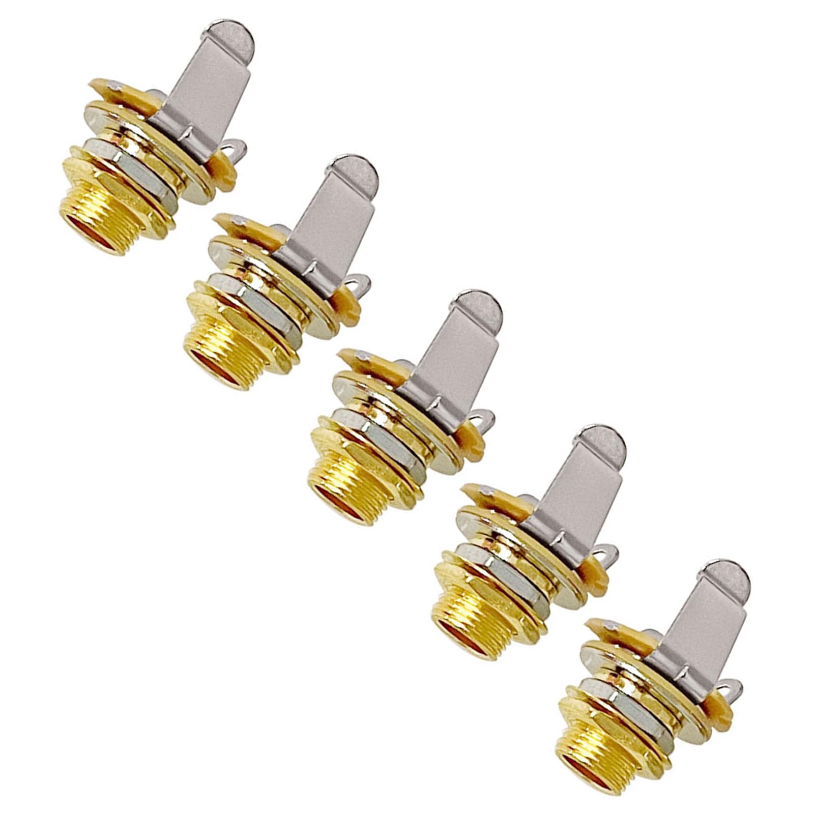 KACCDE 5pcs Durability Plated Metal Jacks Nut Washers Electric Guitar Input Jacks for Stable Guitars Connection Output Replacement